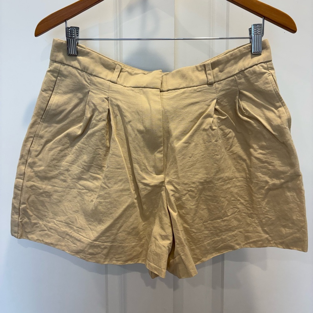 Mango Linen Blend Light Tan Shorts